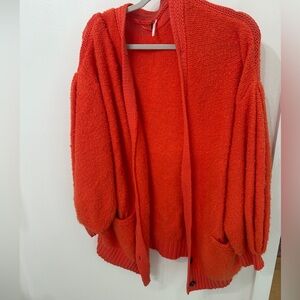 Free People Vibrant Orange Knit Sweater cardigan